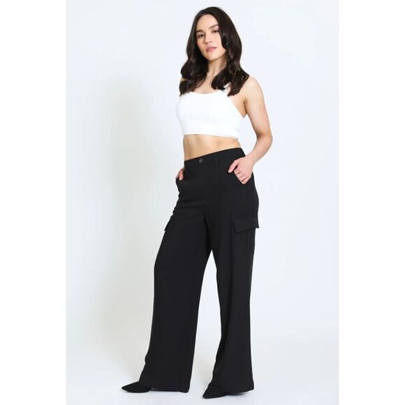 REWASH- Black Wide Leg Pants - Picture 1 of 10